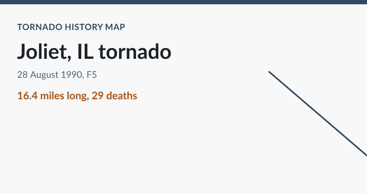 1990 Years Maps Joliet, Illinois Tornado Path, 28 August 1990: Map and Facts | Tornado ...